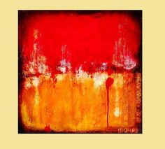 an abstract painting with red and yellow colors