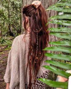 Random Dreads In Hair, Long Hair With A Few Dreads, Bottom Half Dreads, Hair With A Few Dreads, Peak A Boo Dreads, Diy Wire Hair Wrap, Partial Dreads Styles For Women White, Partial Dread Hairstyles For Women, Viking Locs Women