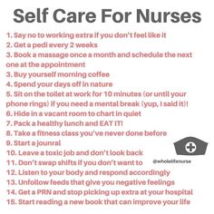 a poster with the words self care for nurses