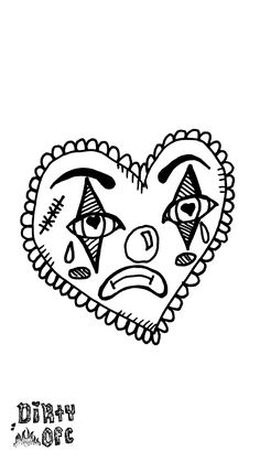 a drawing of a heart with an angry face