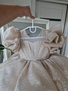 Sparkling Puff Sleeve Flower Girl Dress, Fluffy Girls Dress,glitter Wedding Dress for Flower Girl 9-12 Months,baby Sequin Dress - Etsy Nigeria