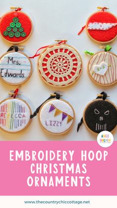 These embroidery hoop Christmas ornaments make great gifts! Follow all of the easy tutorials on this page and discover more gift ideas too! #embroideryhoop #embroideryhoopornament #embroideryhoopDIY #ornamentDIY #ornamentcraft #Christmasornament #ChristmasornamentDIY #Christmasornamentcraft