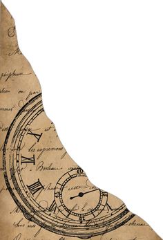 an old clock drawing on top of a piece of paper with writing underneath it,