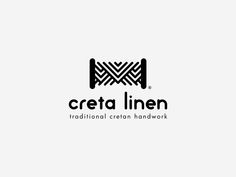 a black and white logo with the word creta linen on it's side