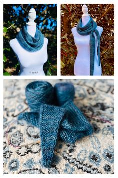 three different images of the same scarf