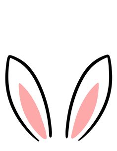 an image of a bunny's ears drawn in black and pink on a white background