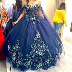 Comes With Deluxe Petticoat, Dress, Elegant Sterling Silver Crown With Purple Gems, Beautiful Handheld Boquete Of Flowers Matching The Dress. Morilee Quinceanera Dresses, Blue Quince Dress, Blue Quince, Quinceanera Decorations, Quinceanera Dresses Blue, Quince Dress, Purple Gems, Silver Crown, Dress Elegant