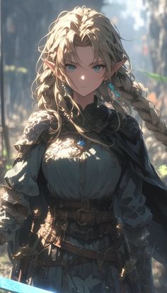 Blonde Elf Girl, Anime Medieval, Blonde Elf, Elf Ranger, Anime Elf, Dark Fantasy Artwork