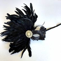 Black Feathered Masquerade Mask For Costume Party, Black Feathered Masquerade Mask, Black Masquerade Mask Women, Black Lace Mask, Mask With Feathers, Masquerade Mask Women, Elegant Face Mask, Black Masquerade, Masquerade Ball Masks