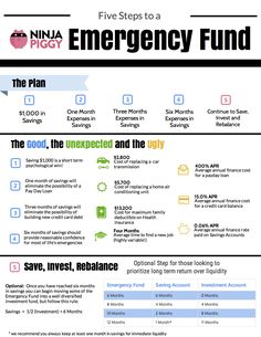 the five steps to an emergency fund info sheet with information about it and how they are used