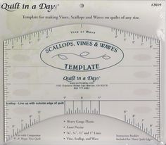 a ruler with the words scallops, vines and waves on it's side