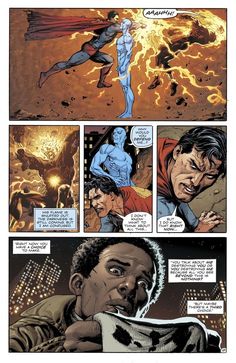 the comic page shows superman being attacked by an evil man