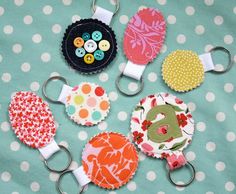 several different types of fabric covered key chains