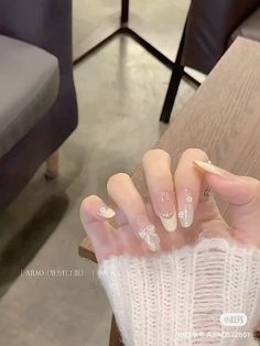 #nailsarts #chinese #aesthetic #white #coquette Chinese Nails, Cute Nail Art Designs, Classic Nails, Ballerina Nails, Acrylic Nail Designs, Almond Nails, Swag Nails, Diy Nails