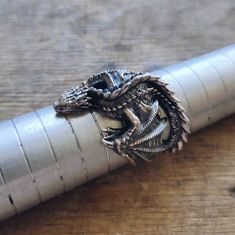 Unique flying Dragon Ring for unisex made with oxidized 925 sterling silver, Celtic fantasy style ring, Dragoon ring, Gift for him, her Claw Rings, Fantasy Ring, Flying Dragon, Fantasy Style, Claw Ring, Dragon Claw, Dragon Ring, Estilo Hip Hop, Cuff Rings