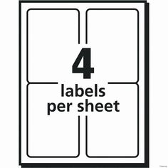 4 labels per sheet with the number four