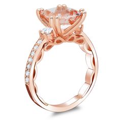 Morganite Three Stone Engagement Ring - click to enlarge