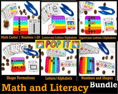 different types of numbers and letters on a table with the words pop it in them