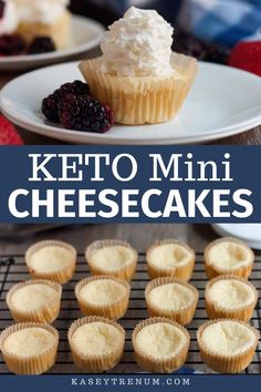 keto mini cheesecakes on a cooling rack