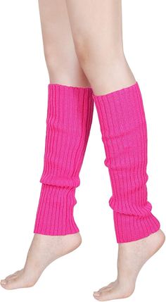 SATINIOR 80's Women Knit Leg Warmers Crochet Ribbed Leg Socks for Party Accessories (Rose Red) at Amazon Women’s Clothing store Knee Warmers, Leg Socks, Knitted Leg Warmers, Crochet Leg Warmers, 80s Theme Party, 80s Women, 80s Theme, Knit Leg Warmers, Amazon Women