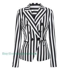 Womens Double Breasted Lapel Collar Striped Slim Fit Suit OL   Color:Stripe Size:M-3XL Material:Polyester       Payment 1. Payment must be made within 7 days of auction closing (Unpaid dispute will automatically open when item is not paid in 7 days). 2. PLEASE NOTE: SHIPPING&HANDING DOES NOT INCLUDE DUTIES, LOCATL TAXES OR ANY OTHER IMPORTATION FEES. 3. Please list your special requests (color, packages, value of declaration, etc.) in the EBAY NOTES SECTION when you make payment Shipping 1. We S Funky Jackets, Look 2022, Blazer Plus Size, Business Looks, Female Office, Blazer Suit Women, Tuxedo Women, Casual Blazer Women, Blazer Casual