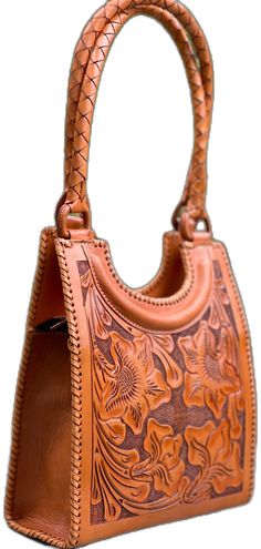 Daily Use Hand Tooled Satchel, Hand Tooled Top Handle Shoulder Bag, Travel Hand Tooled Shoulder Bag, Hand-tooled Leather Handheld Bag, Hand Tooled Leather Handheld Bag, Hand Tooled Leather Handheld Shoulder Bag, Handheld Hand-tooled Leather Bag, Handheld Hand Tooled Leather Shoulder Bag, Relaxed Boho Style