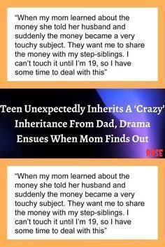 three different types of text on an orange and blue background with the words,'when my mom learned about the money she told her husband