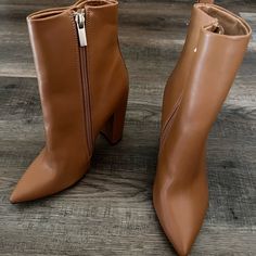 Never Worn Brown Spring Boots With Zipper Closure, Brown Boots With Zipper Closure For Spring, Tan Ankle Boots, Tan Booties, Bootie Boots, Ankle Boots, Women Shoes, Boots, Women Shopping