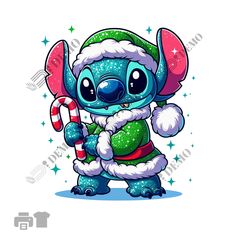 a cartoon character holding a candy cane