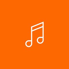 an orange background with a musical note in the middle and white lines on it's left side