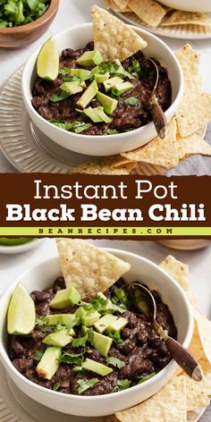 Hungry but short on time? Instant Pot Black Bean Chili to the rescue! This instant pot recipe turns dried black beans into a delicious vegan or vegetarian feast, perfect for a quick and easy meal for tonight. Cook it now and make the simple dinner idea a breeze! Instant Pot Beans Recipe, Chili Recipe With Black Beans, Dried Black Beans, Black Bean Recipes, Black Bean Chili, Homemade Dinner Recipes