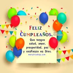 a sign with balloons and confetti around it that says feliz cumpleanos