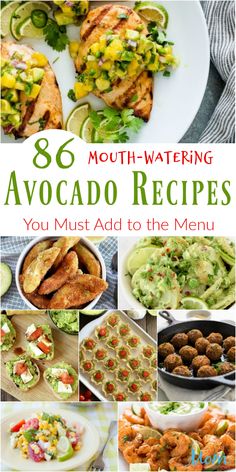 the cover of 86 mouthwatering avocado recipes you must add to the menu