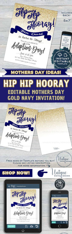 an image of some type of business cards with the words hip hip hooray on them