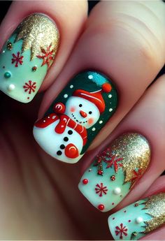 Nail Art Noel, Christmas Nail Art Easy, Christmas Nails Easy, Pretty Nail Art Designs, Holiday Nail Art, Winter Nail Art, Nail Swag