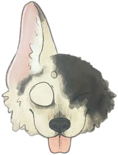 a drawing of a dog's head with its eyes closed and nose wide open