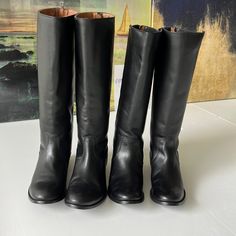 - Designer = Frye - Sizes: 8b; 10b. Trunk 12 - Made In Mexico - Genuine Black Leather - Color = Black - Frye Made In Mexico Genuine Leather 11b Pull On Riding Cowboy Boots -3heel Height = Approximately 2.8cm ( 1.25” Inches) - Measured Vertically At Top Tip Of Boots To Bottom Tip Of Heel: 8b= 41.3cm; 10b=44.5cm - Measured Underneath Outsole From Front Tip Of Shoes To Back Tip Of Heel To Give An Estimate Of Size Length: 8b= 27.2cm; 10b= 29cm - Circumference Measured At Top Tip Of Boots All Around: Men Formal, Frye Shoes, Dream Shoes, Nice Leather, Moto Boots, Tall Boots, Leather Interior, Cowboy Boots, Combat Boots