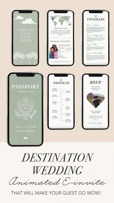 passport cards with the words destination wedding printed on them