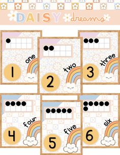 the printable numbers and rainbows worksheet for children to learn how to count