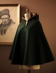 Womens Dark Green Wool Cape – A N A G R A S S I A Short Hooded Cape, Dark Green And Gold Dress, Cape Aesthetic, Dark Green Clothes, Green Cape, Dark Green Top, Knot Button, Cape For Women, Cape Fashion