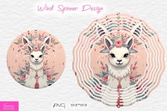 a llama with flowers on it's head and the words wind spiner design