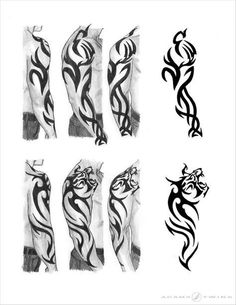 some tattoos that are on the arm and leg, one is black with white lines