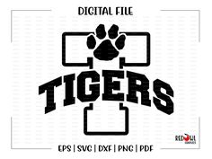 the tigers logo is shown in black and white