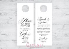 two door hangers with the words please and don't disturb in black ink