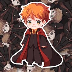 Chibi Ron Sticker - Turbo Vinyl Chibi Harry Potter, Harry Potter Kawaii, Code Stickers, Superhero Stickers, Harry Potter Phone, Ron And Harry, Harry Potter Nursery, Harry Potter Stickers, Drarry Fanart