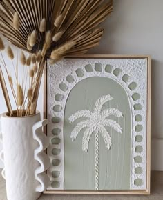 Textured Plaster Art Coastal Palm Coloured Arch SUN REPUBLIC Art Pieces For Bedroom, Plaster Painting On Canvas, Diy Wall Art Painting, Textured Art Ideas, Textured Art Canvas, Texture Canvas Art, Textured Frame