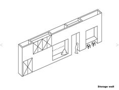 a line drawing of the storage wall