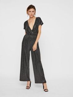 Night Short Sleeve Jumpsuit Jumpsuit in Black for Women made by NOISY MAY