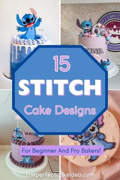 stitch cake designs for beginners and pro bakers with the title overlay that reads, 15 stitch cake designs for beginners and pro bakers