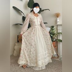 1970s Ethereal Rose Print Maxi Gunne Sax Dress By Jessica Mcclintock. It Is Hard To Come By A Larger Size Gunne Sax Dress In Such Good Condition! Excellent Condition With Minor Flaws. Fully Lined With Underskirt. No Returns So Please Read Descriptions & Review All Photos Carefully. *Vintage Junior Size 13. *Measured Laid Flat With Corset Fully Closed (See Photos) - Waist 14.5” - Pit To Pit 18” *Minor Flaws (See Photos) #1 Faint Tiny Stains On Front Bottom Of Skirt #2 Faint Tiny Stains Near Right Grace Chasity, Pride And Prejudice Elizabeth, Ethereal Rose, Fairycore Dress, Whimsical Dress, Ethereal Dress, Sax Dress, Gunne Sax Dress, Rose Print Dress